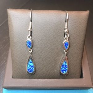 blue opal $ silver earrings